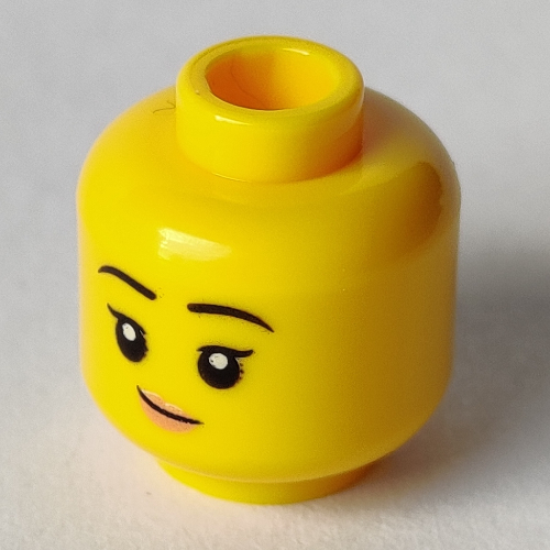Minifig Head, Pink Lips, Crooked Smile/Surprised Face print Gelb