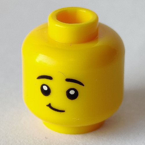 Minifig Head Popcorn Costume, Crooked Cloed Mouth Smile / Open Mouth Smile print Yellow