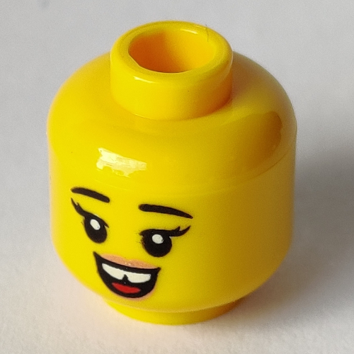 Minifig Head, Open Mouth Smile, Gap in Teeth, Big Grin print Gelb