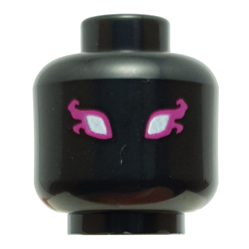 Minifig Head Mister F, White Eyes, Magenta Eyeshadow with Flames print Schwarz