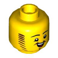 Minifig Head Troubadour, Reddish Brown Moustache, Sideburns, Goatee, Crooked Open Singing Mouth print Yellow