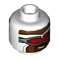 Minifig Head Captain America (Falcon), Silver Goggles with Red Visor, Beard print White