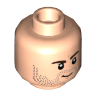 Minifig Head Winter Soldier, Dark Brown Eyebrows, Beard Stubble, Grin / Angry print Hellnougat