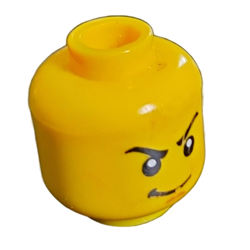 Minifig Head Lloyd, Eyebrows, Stern Smile Print Gelb