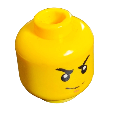 Minifig Head Kai, Eyebrows, Stern print Yellow