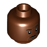 Minifig Head Moff Gideon, Moustache Print Reddish Brown