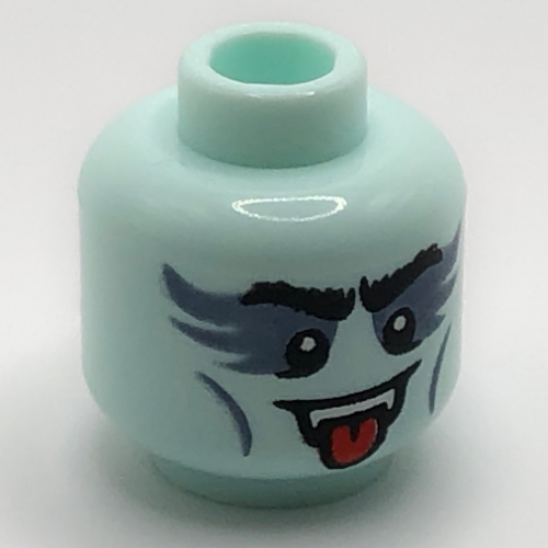 Minifig Head Vampire Guitarist, Open Mouth, Tongue, Fangs, Sand Blue Eye Shadow print Hellaqua