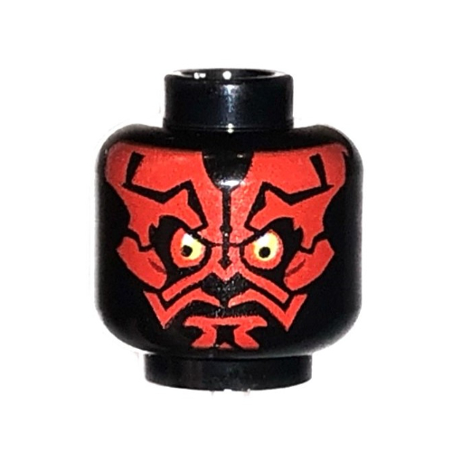 Minifig Head Darth Maul, Red Face, Yellow/White Eyes Print Schwarz
