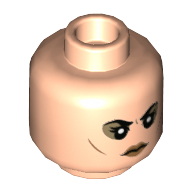 Minifig Head Bellatrix Lestrange, Dark Tan Eye Shadow, Medium Nougat Lips, Neutral / Grin Light Nougat