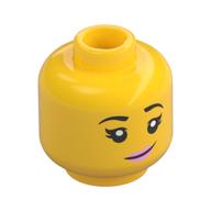 Minifig Head Mei / Heaven Fairy, Eyebrows, Eyelashes, Bright Pink Lips, Slight Smile / Sneer Print Yellow