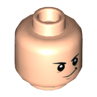 Minifig Head Gru, Smirk / Worried Smile Print Light Nougat