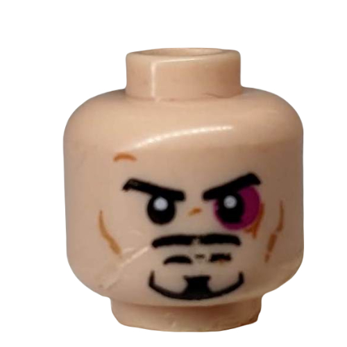 Minifig Head Tony Stark, Goatee Beard, Smile / Bruised Eye Print Hellnougat