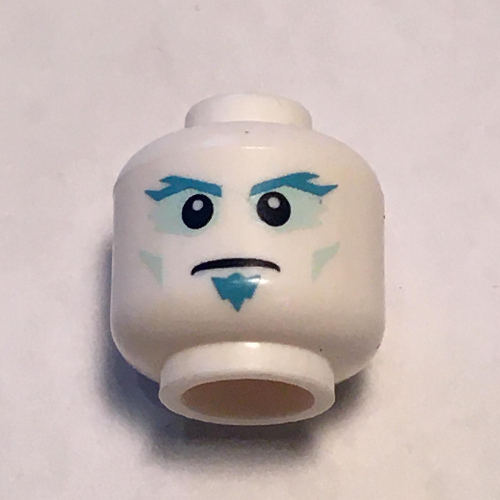 Minifig Head, Dark Azure Eyebrows and Goatee Print Weiß