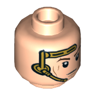 Minifig Head Anakin Skywalker, Gold Headset, Closed Mouth Smile / Angry Print Hellnougat
