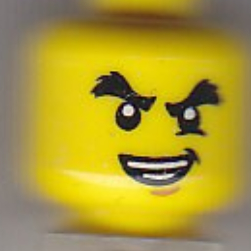 Minifig Head Cole, Bushy Eyebrows, Chin Dimple, Open Mouth Crooked Smile Print Gelb