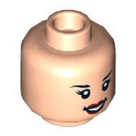 Minifig Head Wonder Woman, Dual Sided, Eyebrows, Eyelashes, Red Lips, Annoyed / Open Mouth Smile Print [Hollow Stud] Hellnougat