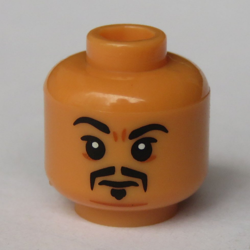 Minifig Head Wong, Mustache, Frown, Goatee Print Nougat