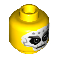 Minifig Head Chopper Maroon / Nails / Sawyer, Skull Mask, Angry Eyebrows and Mouth Print Yellow