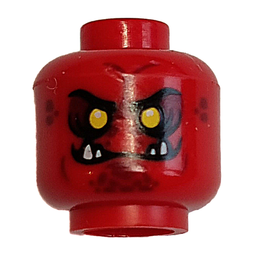 Minifig Head Crust Smasher, Dual Sided, Eyebrows, Fangs, Yellow Eyes Print [Hollow Stud] Rot