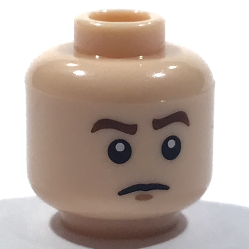 Minifig Head Rebel Pilot, Brown Eyebrows, Orange Visor and Bared Teeth / Closed Mouth Without Goggles Print Hellnougat