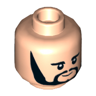 Minifig Head George (The Beatles), Eyebrows, Sideburns and Goatee, Neutral / Smiling Print Light Nougat