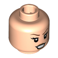 Minifig Head March Harriet, Brown Eyebrows, Medium Nougat Lips, Beauty Mark on Left Side Print Light Nougat