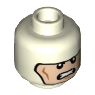 Minifig Head Batman, Dual Sided Balaclava, Cheek Lines, Frown / Clenched Teeth Print [Hollow Stud] in 
