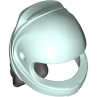 Hair and Helmet, Curly, Black pattern Light Aqua