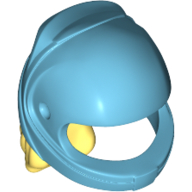Hair and Helmet, Curly, Bright Light Yellow pattern Medium Azure