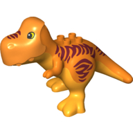 Duplo Dinosaur Tyrannosaurus Rex with Red Stripes, Bright Light Orange Belly Print Orange