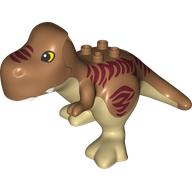 Duplo Dinosaur Tyrannosaurus Rex with Red Stripes, Tan Belly Print Mittelnougat