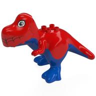 Duplo Dinosaur Tyrannosaurus Rex with White Eyes, Black Webbing, Blue Underside print Rot