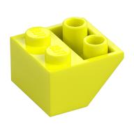 Brick Sloped Inverted 45° 2 × 2 [Ovoid Bottom Pin, Bar-sized Stud Holes] Vibrant Yellow