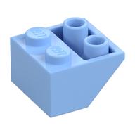 Brick Sloped Inverted 45° 2 × 2 [Ovoid Bottom Pin, Bar-sized Stud Holes] Bright Light Blue
