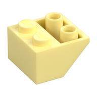 Brick Sloped Inverted 45° 2 × 2 [Ovoid Bottom Pin, Bar-sized Stud Holes] Bright Light Yellow