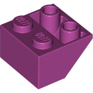 Brick Sloped Inverted 45° 2 × 2 [Ovoid Bottom Pin, Bar-sized Stud Holes] Magenta