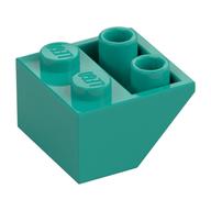 Brick Sloped Inverted 45° 2 × 2 [Ovoid Bottom Pin, Bar-sized Stud Holes] Dark Turquoise