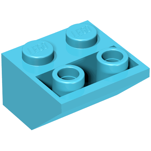 Brick Sloped Inverted 45° 2 × 2 [Ovoid Bottom Pin, Bar-sized Stud Holes] Maersk Blue