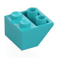 Brick Sloped Inverted 45° 2 × 2 [Ovoid Bottom Pin, Bar-sized Stud Holes] Medium Azure