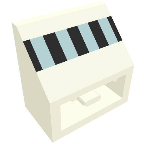 Brick Sloped Inverted 45° 2 × 2 with Black/Blue Stripes Print White