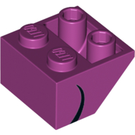 Brick Sloped Inverted 45° 2 × 2 with Curled Black Line Magenta