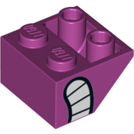 Brick Sloped Inverted 45° 2 × 2 with Mouth with Teeth print Magenta