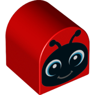Duplo Brick 2 × 2 × 2 Curved Top and Ladybird / Ladybug Face Print Rot