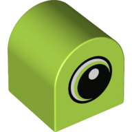 Duplo Brick 2 × 2 × 2 Curved Top with Large Eye with White Pupil Print Lime