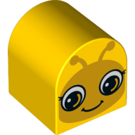 Duplo Brick 2 × 2 × 2 Curved Top with Side A Insect Eyes Open and Side B Eyes Closed Yellow