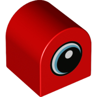 Duplo Brick 2 × 2 × 2 Curved Top with Large Eye with White Pupil, and Azure Iris Print Rot