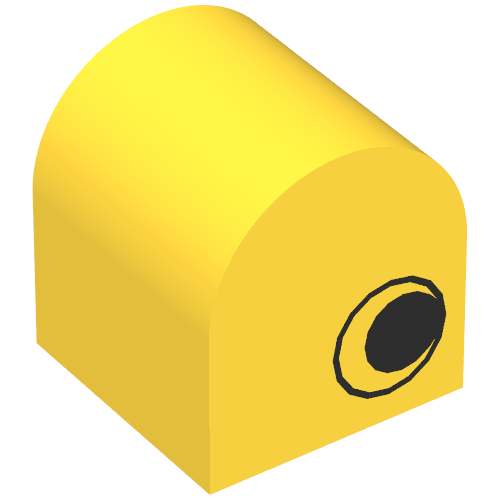 Duplo Brick 2 × 2 × 2 Curved Top with Eye Print on Two Sides Gelb