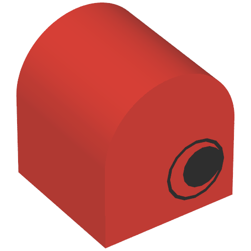 Duplo Brick 2 × 2 × 2 Curved Top with Eye Print on Two Sides Rot