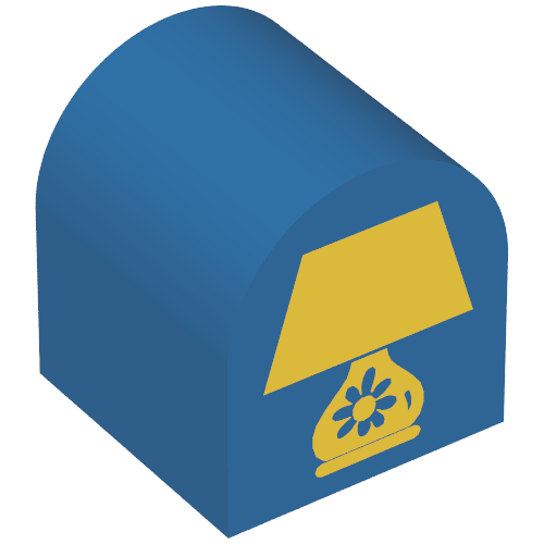 Duplo Brick 2 × 2 × 2 Curved Top with Table Lamp Print Blue