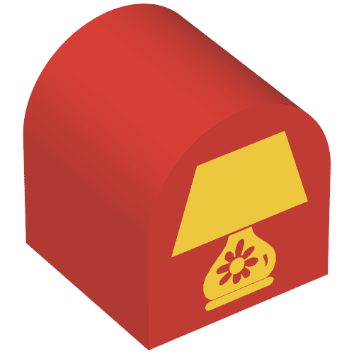 Duplo Brick 2 × 2 × 2 Curved Top with Table Lamp Print Red